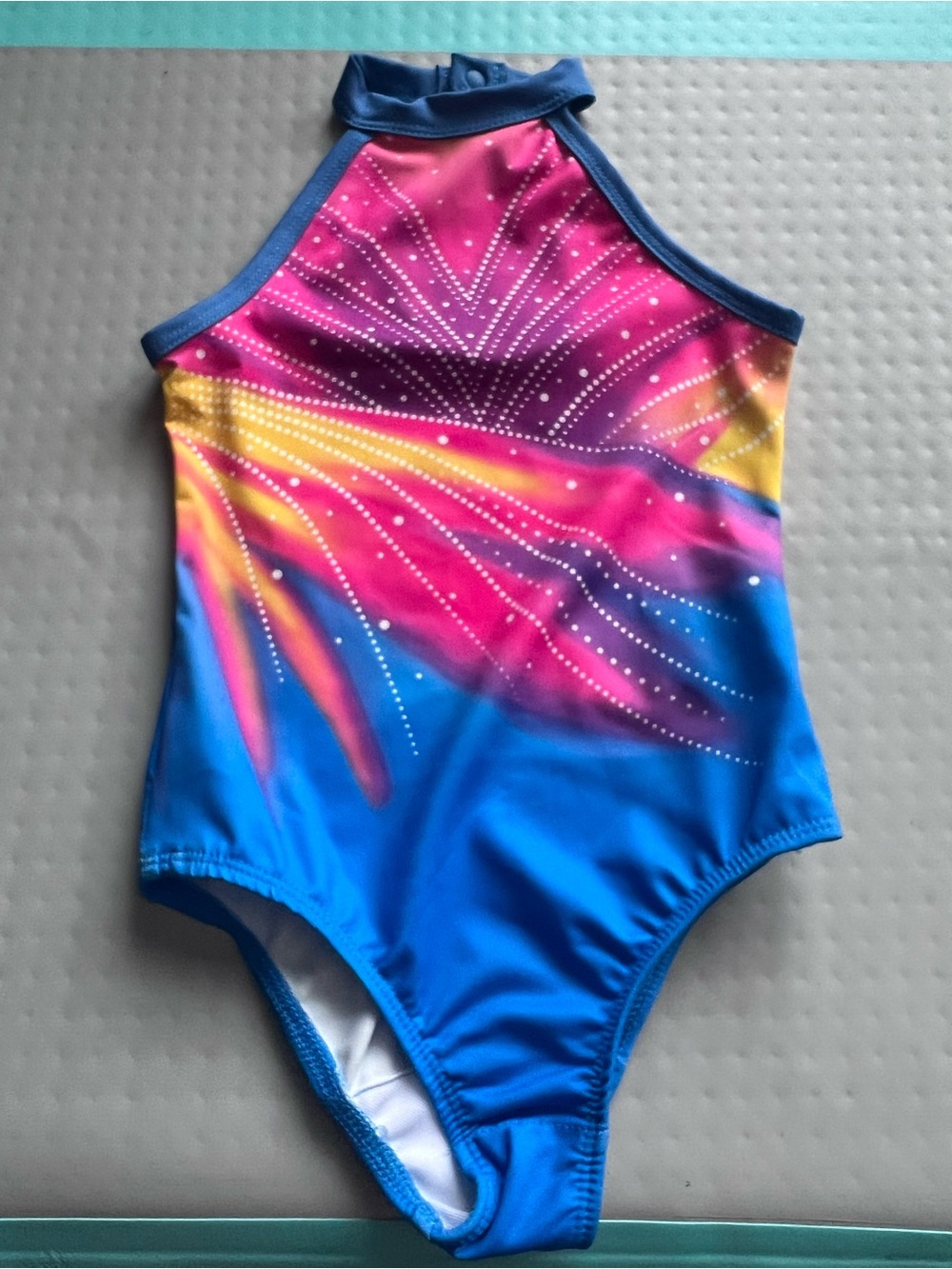 SHEIN Blue, Pink & Yellow Gradient Girls One-Piece Swimsuit